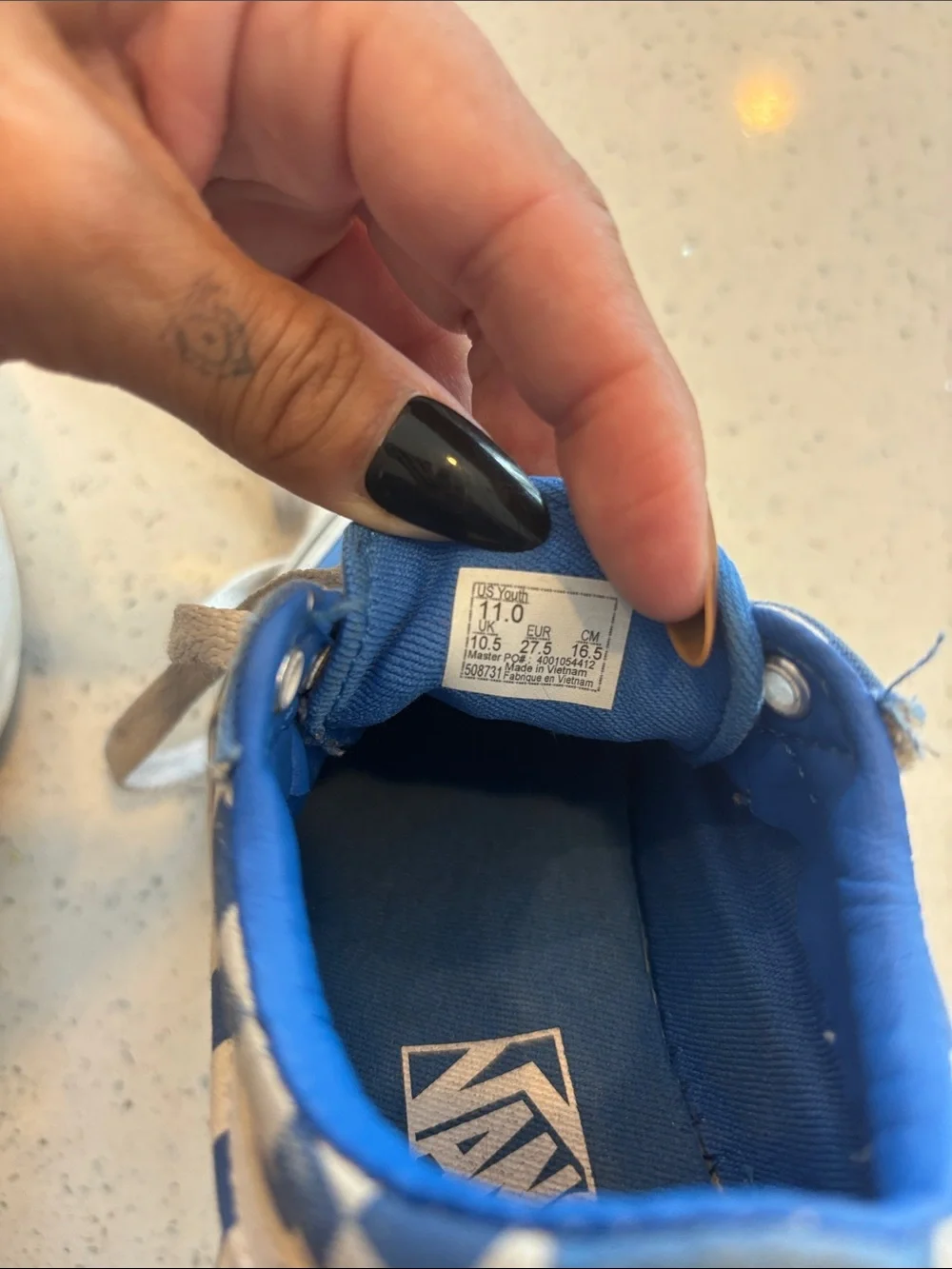 Vans Kids Blue and White Checkerboard Canvas Sneakers